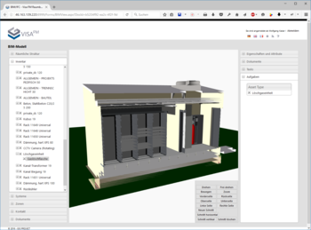 Querschnitt durch ein Building Information Modeling im BIM-Viewer